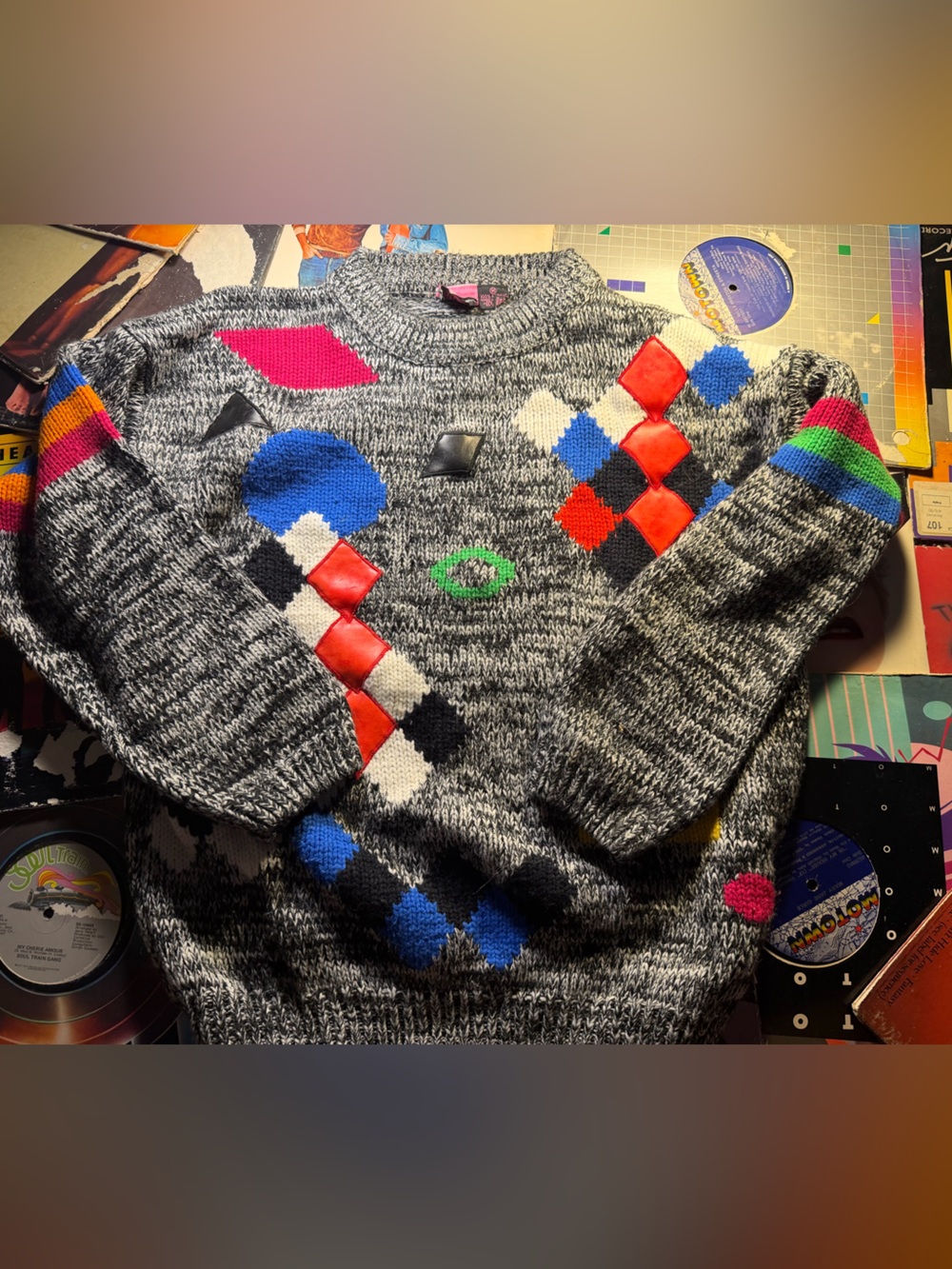 Vintage Pinwheel Salt & Pepper Sweater